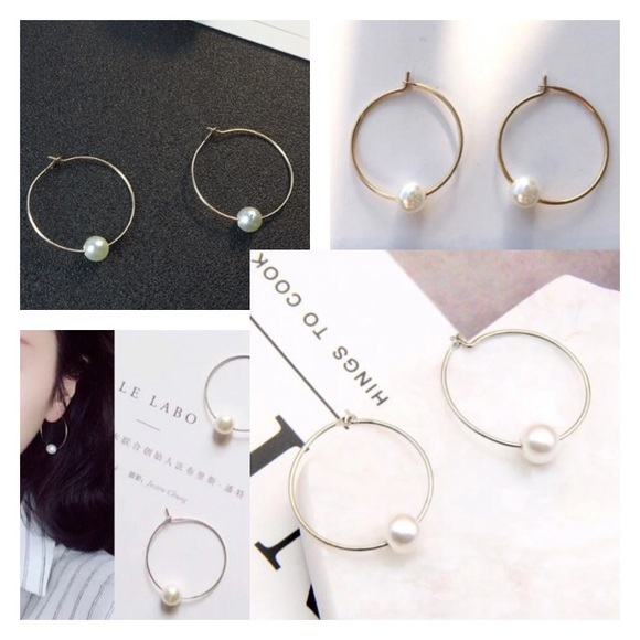 💙💎GRATEFUL💙MAKER💎💙 Jewelry - NEW!💙💎MODERN💛GOLDEN💛HOOPS💎💙LOVELY PEARL LOOK